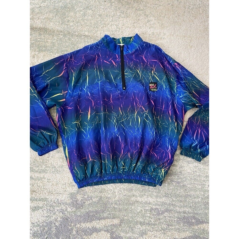 Vintage Surf Style Windbreaker Jacket One Size 80s 90s Vtg All Over Print